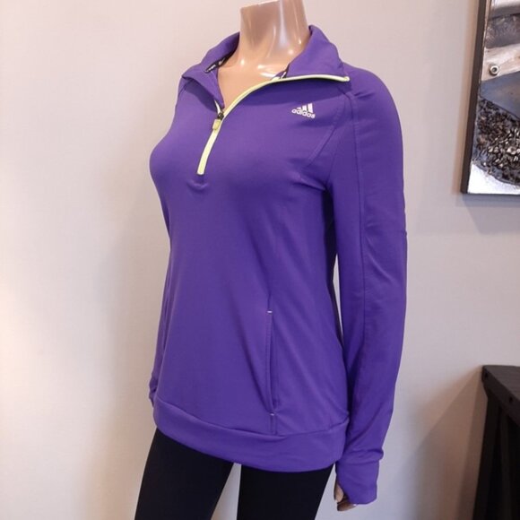 Adidas Climawarm 1/4 Zip Long Sleeve Top Athletic Activewear Running Yoga - Picture 4 of 12